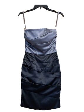 White House Black Market Silver and Black Satin Cocktail Dress Homecoming Size 0